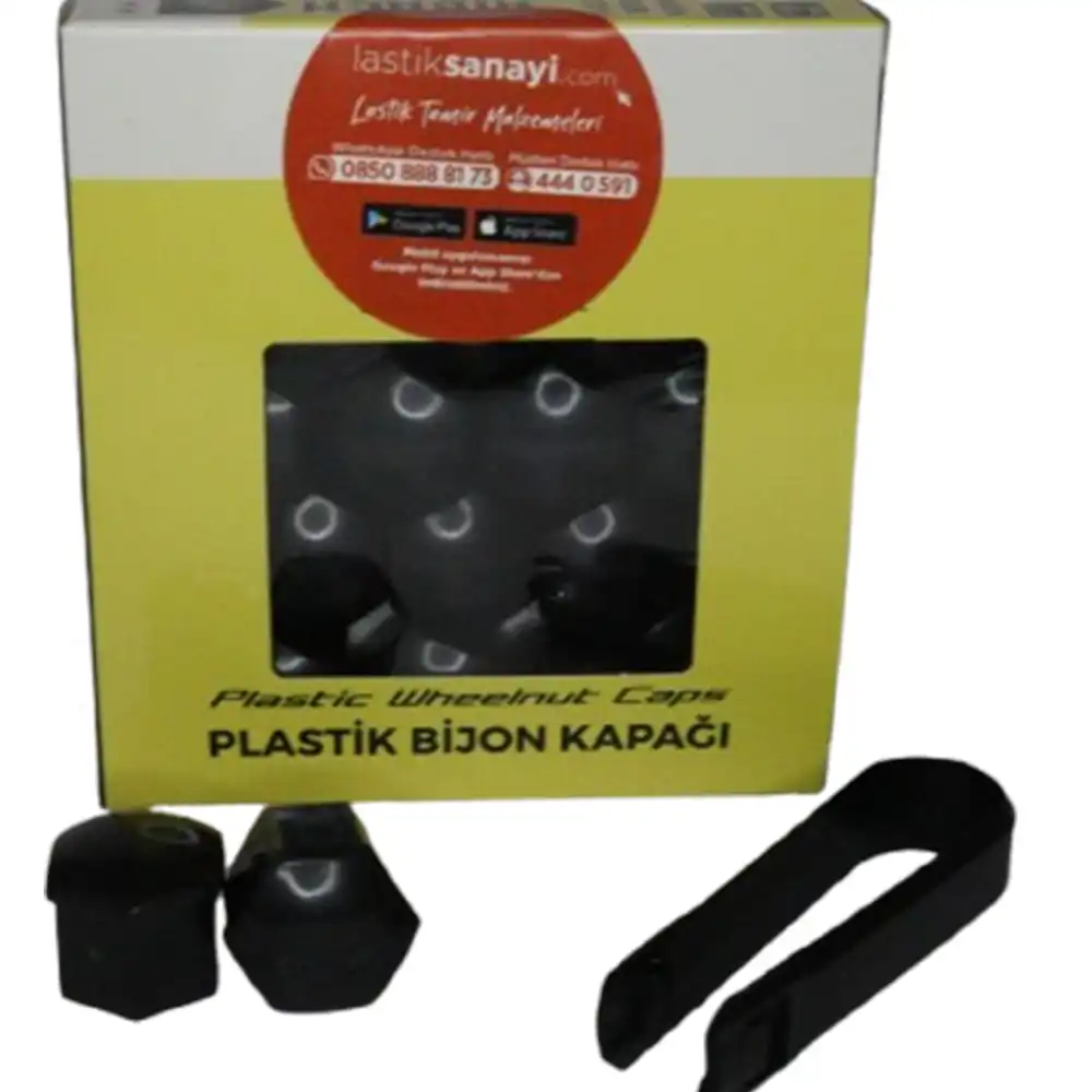 17 mm. Bijon Kapağı  Set (20 Adet) Siyah