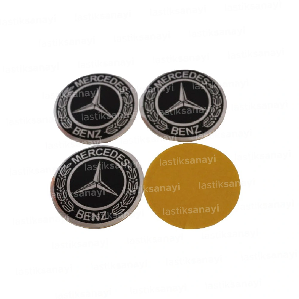 Mercedes Benz Jant Göbeği Stickerı 64 mm. Siyah (4 Adet)